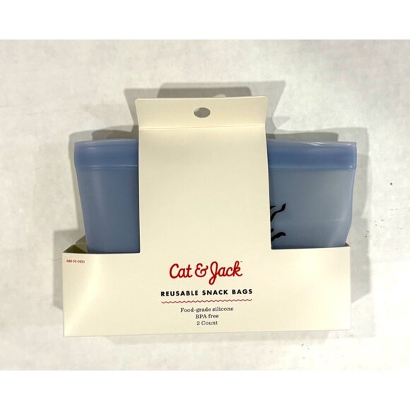 Kids 2 Piece Reuseable Blue Shark Sandwich Lunch Snack Bags BPA Free Cat & Jack - Picture 2 of 7